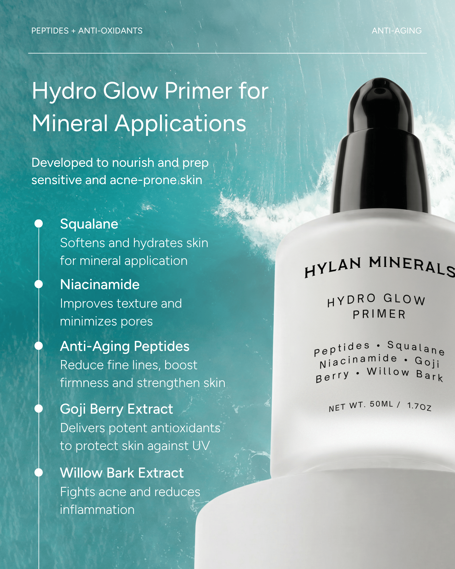 Base illuminatrice Hydro Glow pour applications de maquillage minéral